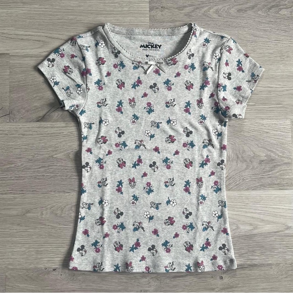Disney graphic tee with lace trim and mini bow